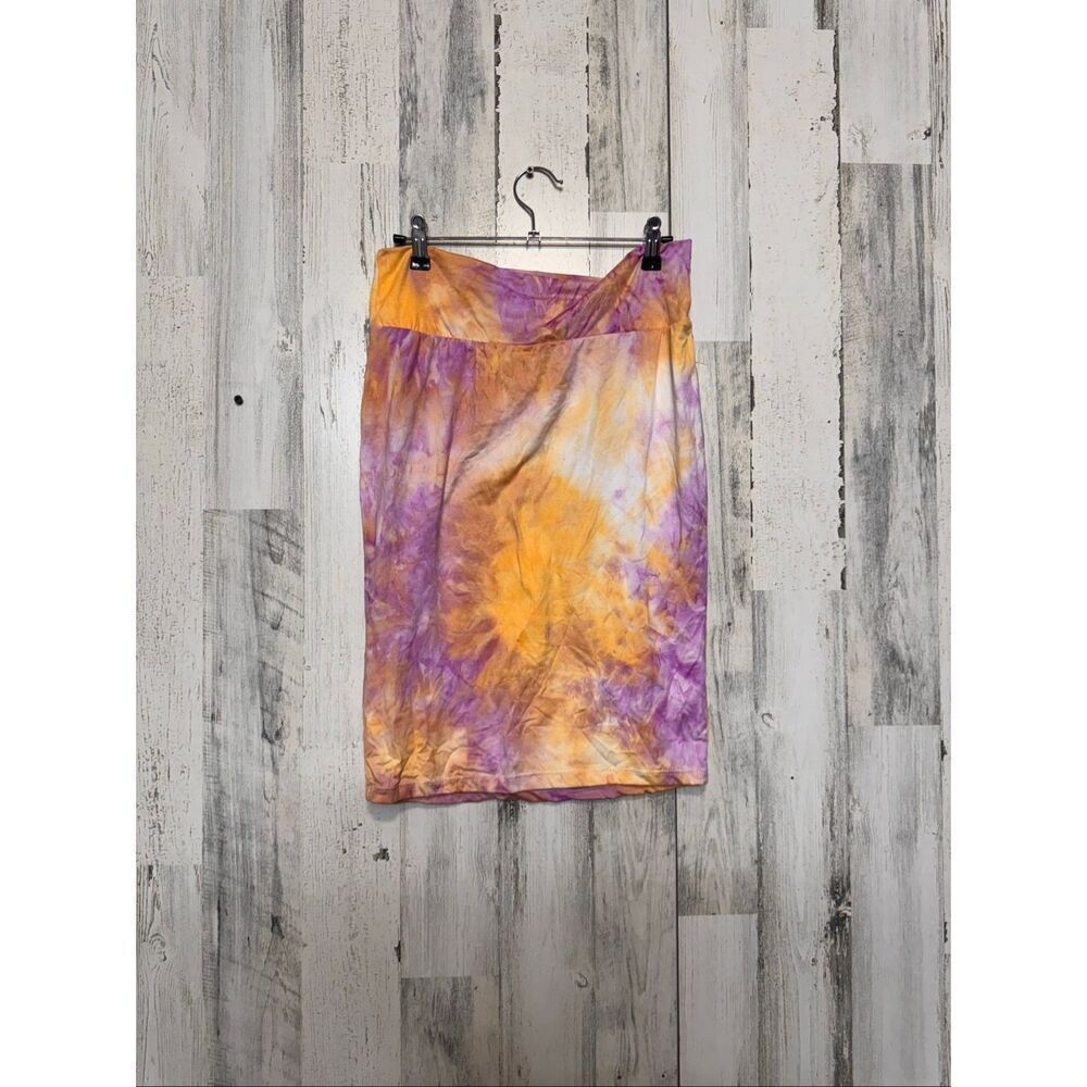 Rainbow Tie Dye Pencil Skirt Women’s Large Purple Orange Stretch Bodycon Skirt M
